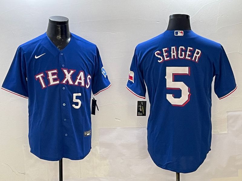 Men Texas Rangers #5 Seager Blue Game 2025 Nike MLB Jersey style 2->texas rangers->MLB Jersey